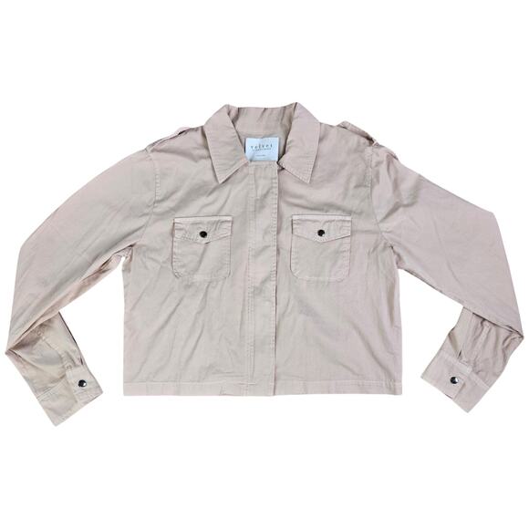 Velvet by Graham and Spencer Pink Dixie Cotton Cropped Twill Jacket Size Medium - Picture 1 of 8